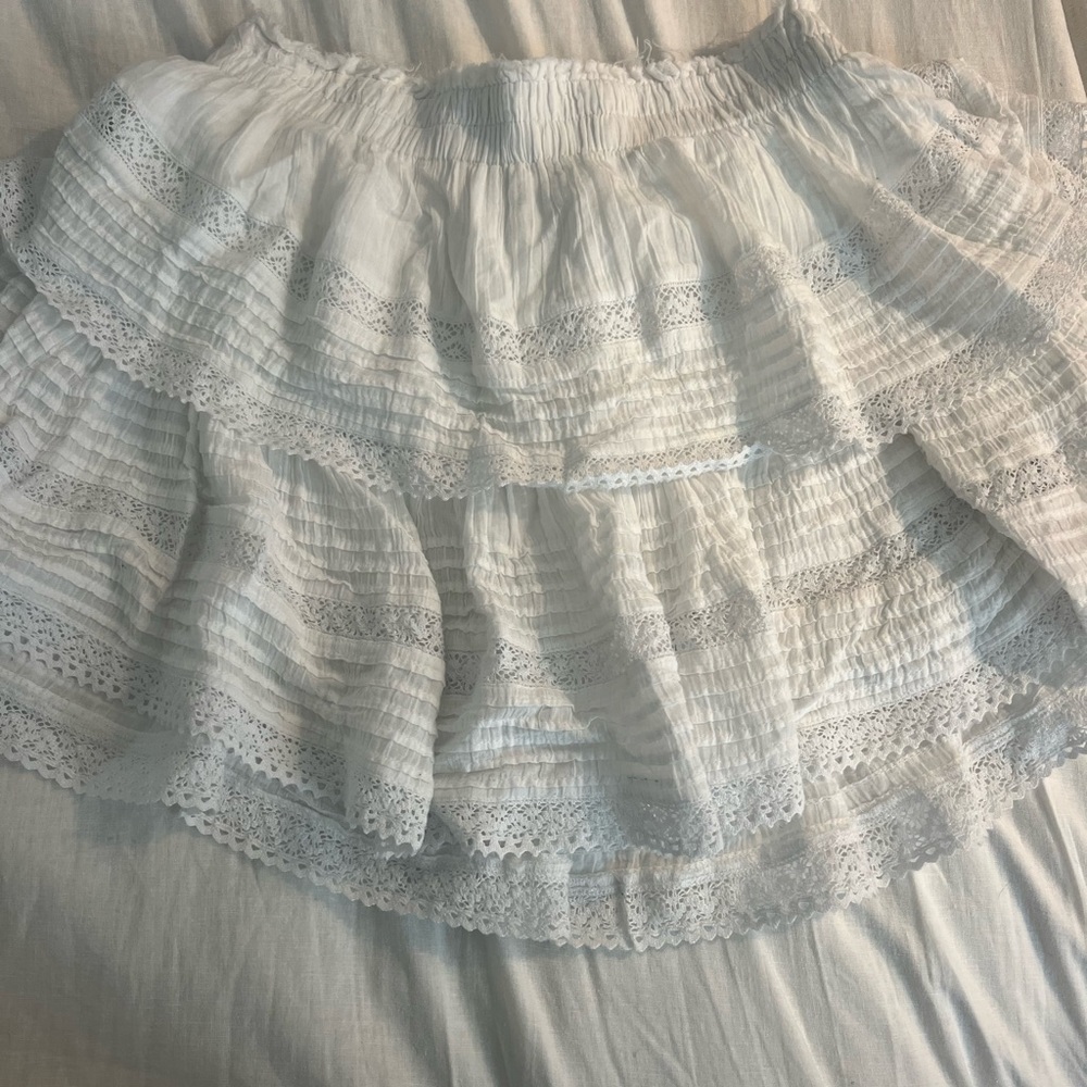 aerie mini ruffle skirt in white